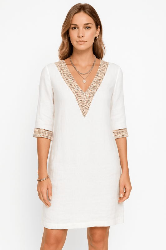 Linen Blend Midi Dress