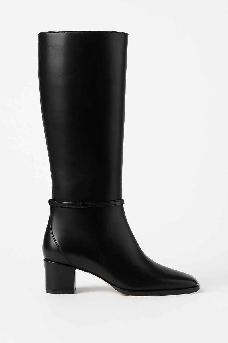 Square Knee-high Leather Boots