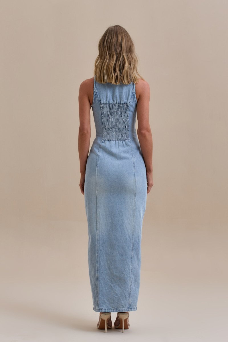 ✦ Dakota Button-Down Denim Maxi Dress