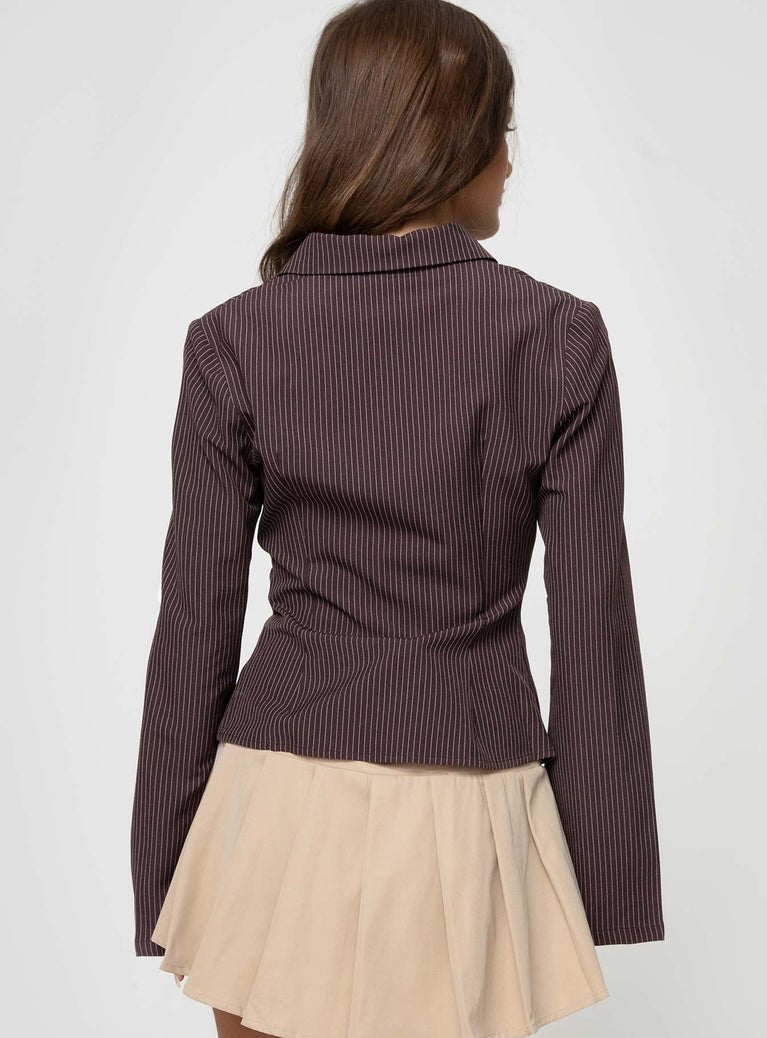 ✦ Elise Flared Pinstripe Blouse