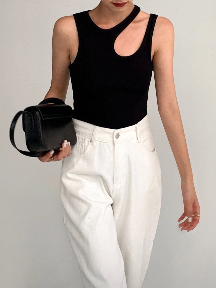 Semi-Sheer Cutout Tank Top