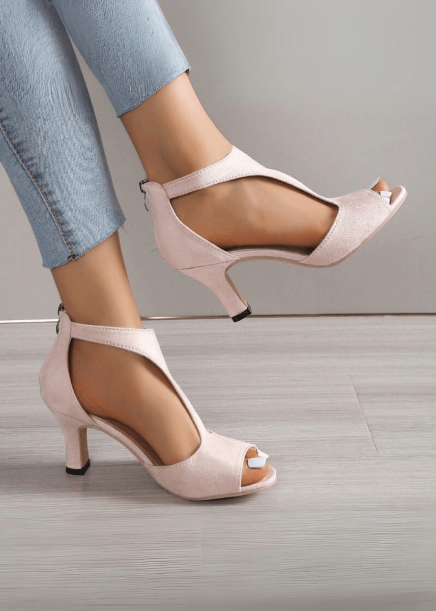 Elegant Leather T-Strap Heels
