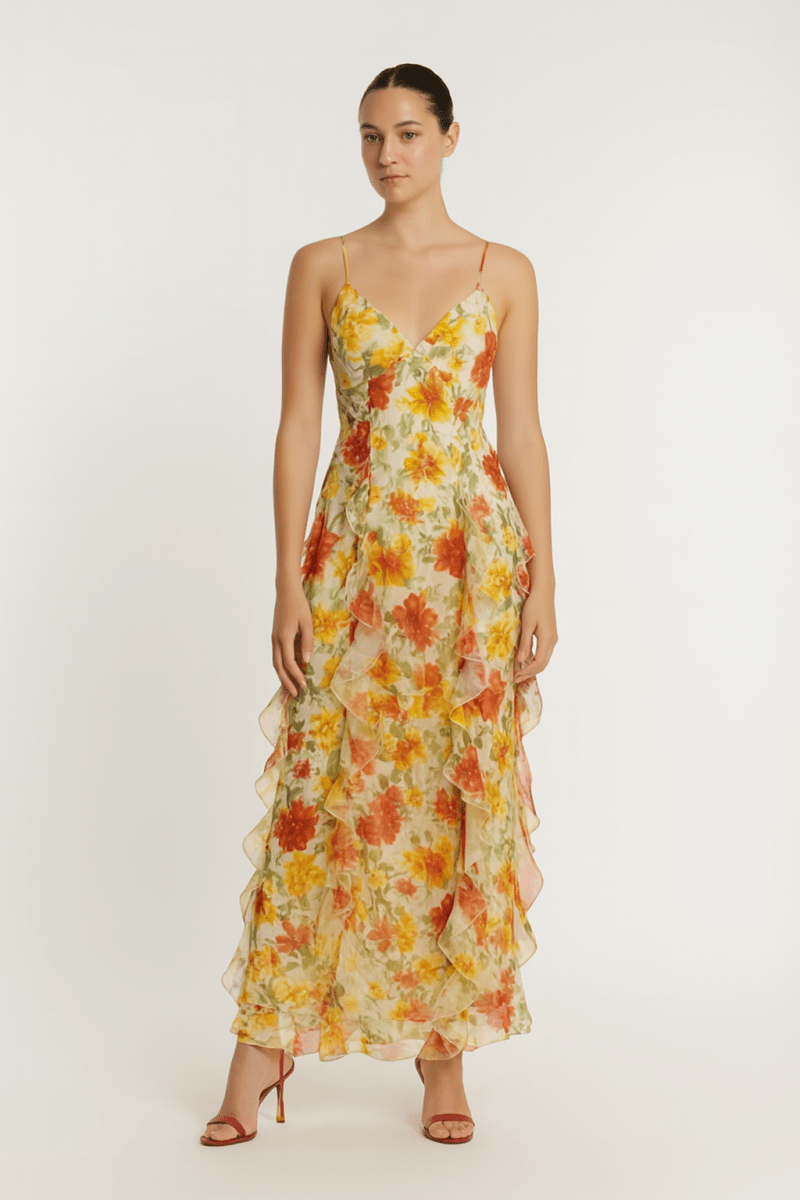 Fawn Ruffled Floral Dress