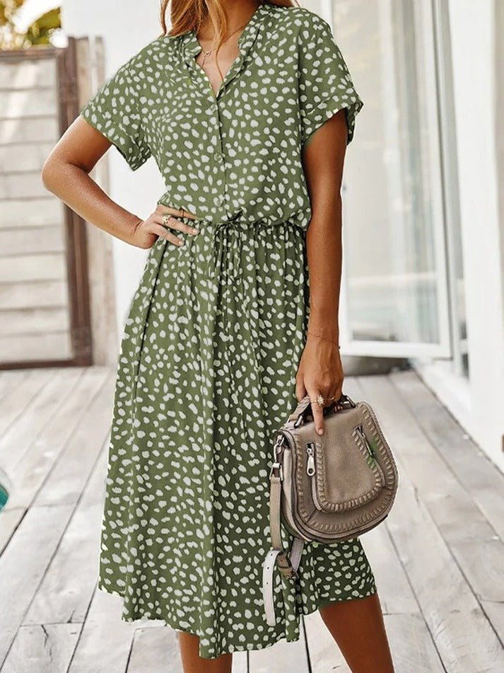 Amber - Printed V-Neck Dress