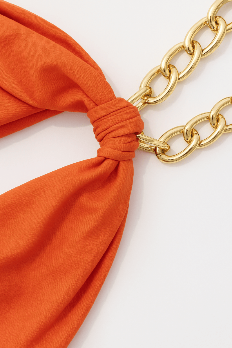 Halter Maxi Dress with Metal Chain Neck