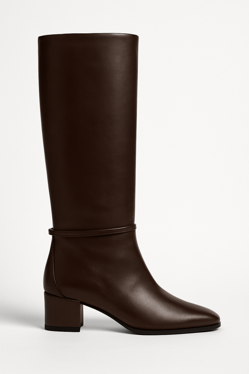Square Knee-high Leather Boots