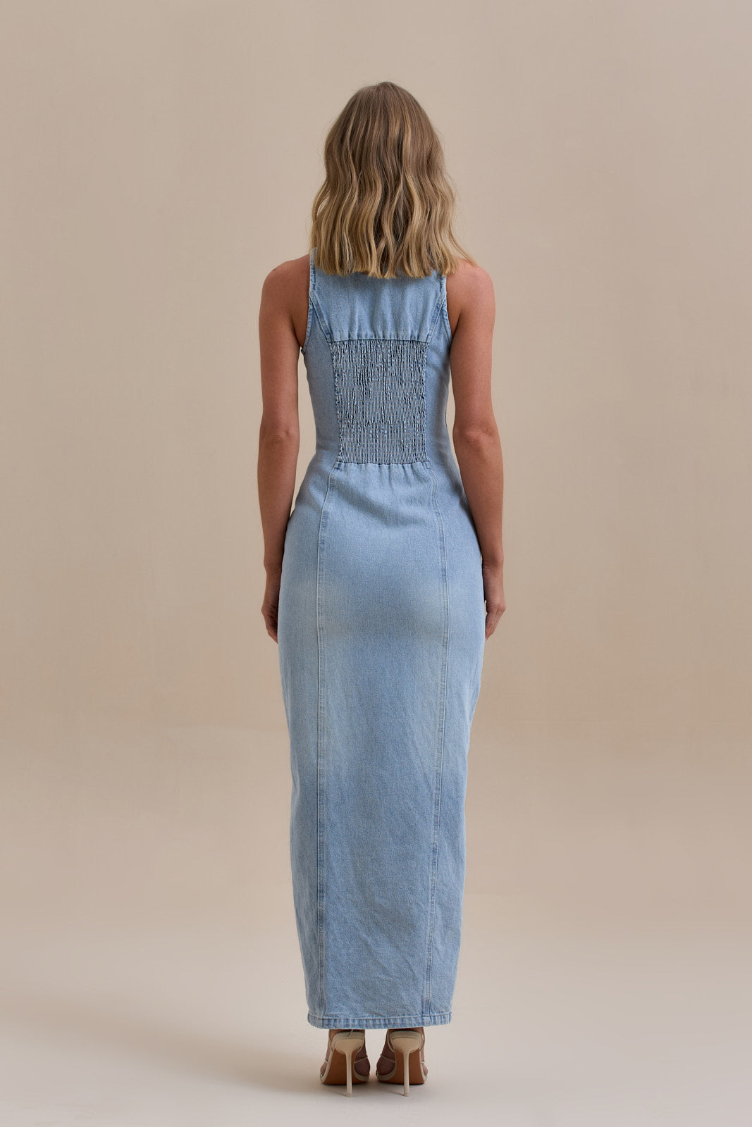 ✦ Dakota Button-Down Denim Maxi Dress