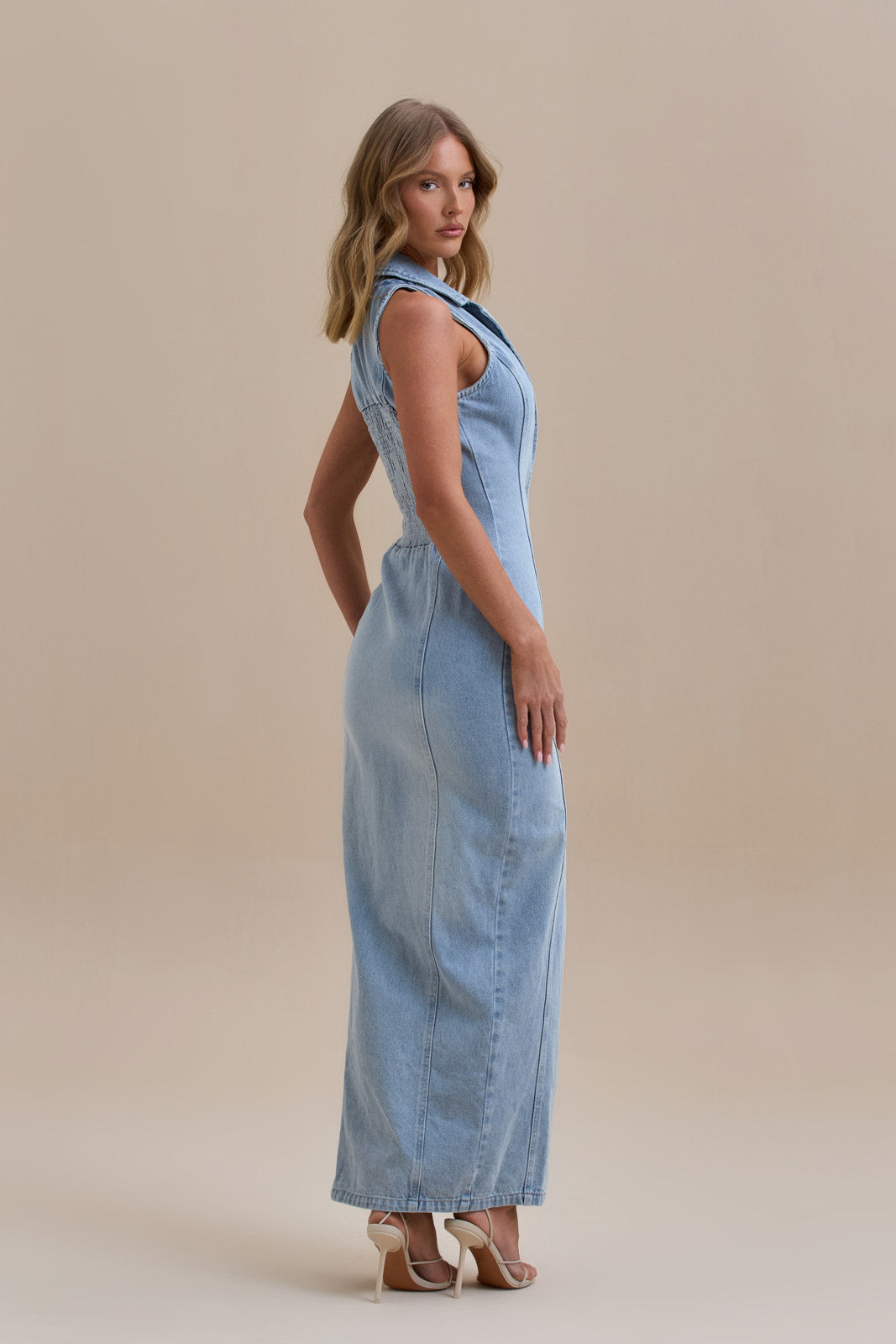 ✦ Dakota Button-Down Denim Maxi Dress