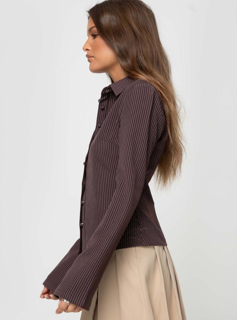✦ Elise Flared Pinstripe Blouse