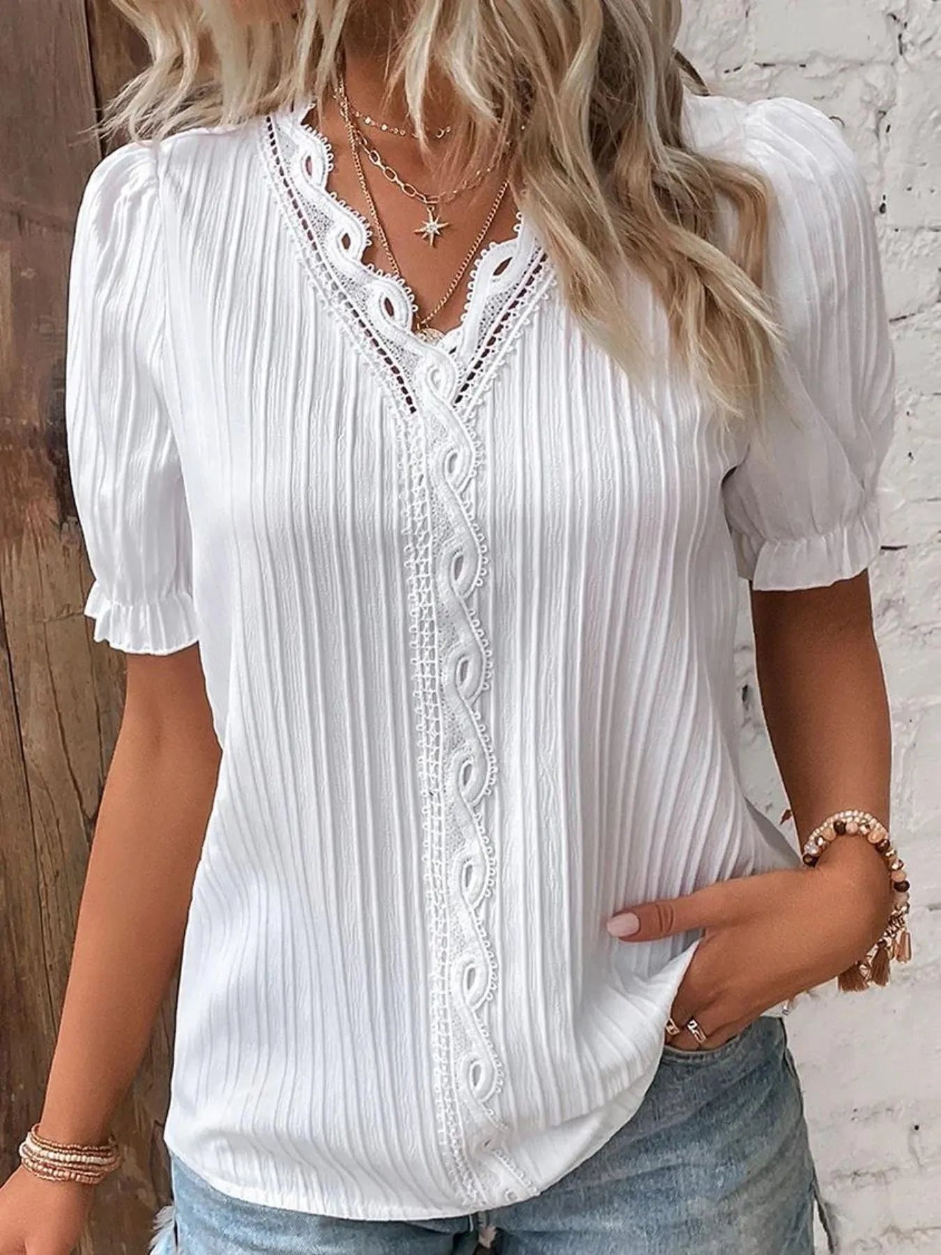 Calestra™ | Ivory Lace Whisper Blouse