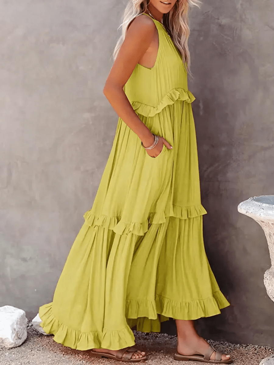 Elegant Ruffled Long Dress