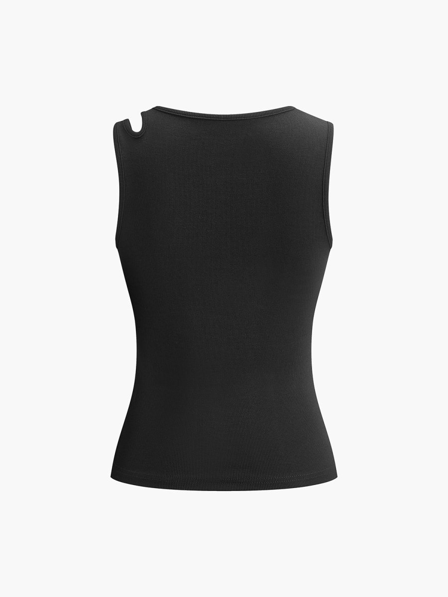 Semi-Sheer Cutout Tank Top