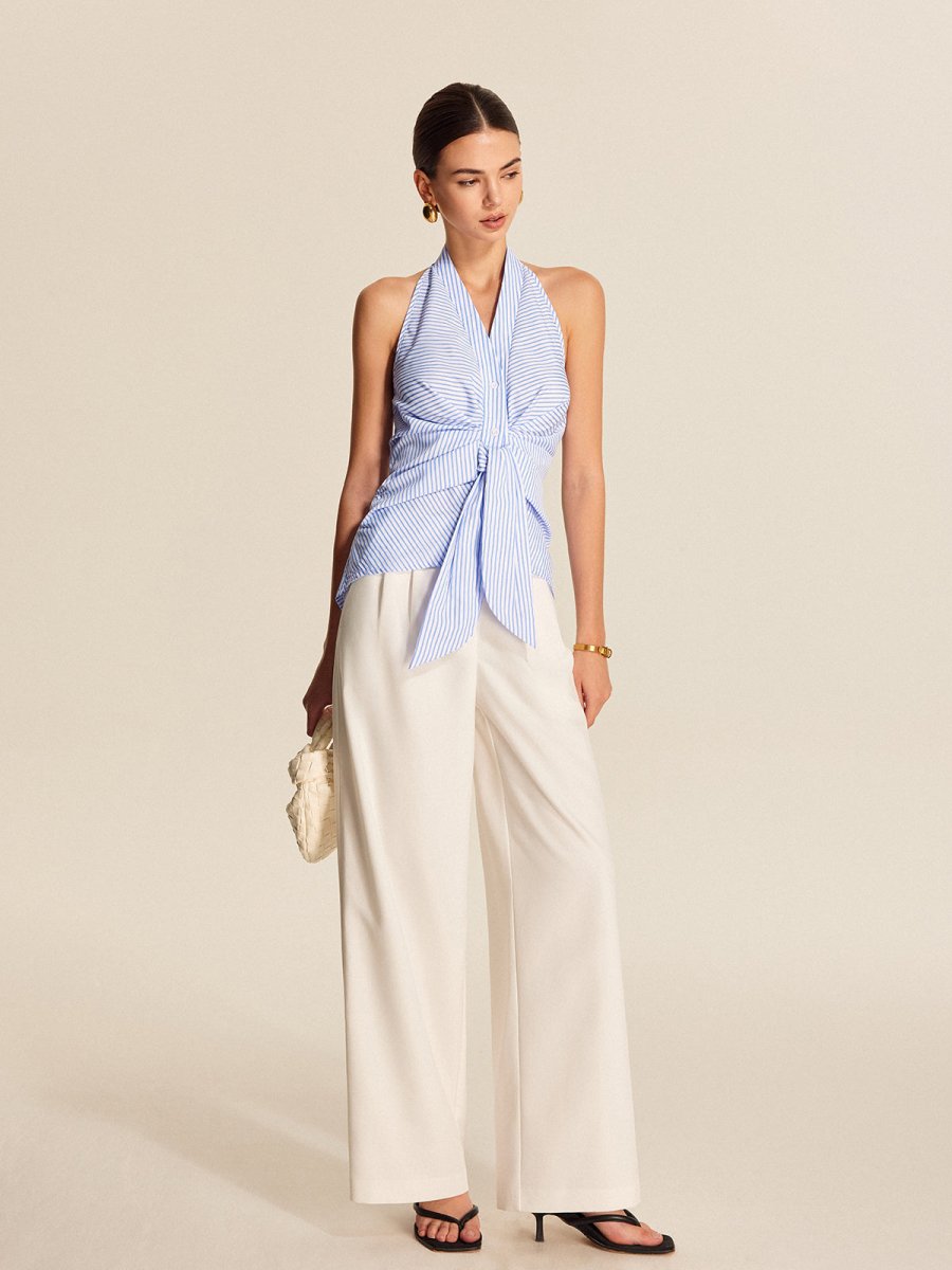 Striped Halter Tie Top