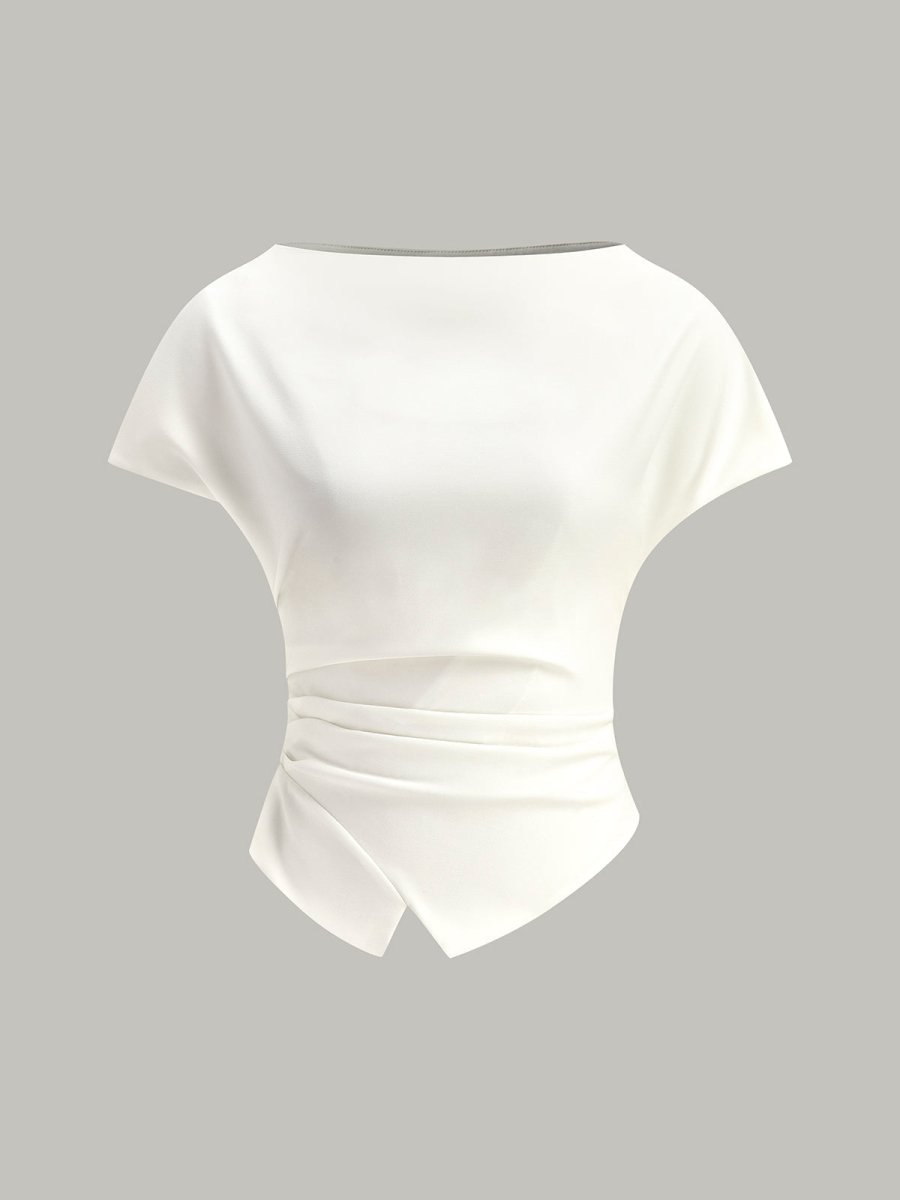 Asymmetric Hem Ruched T-Shirt
