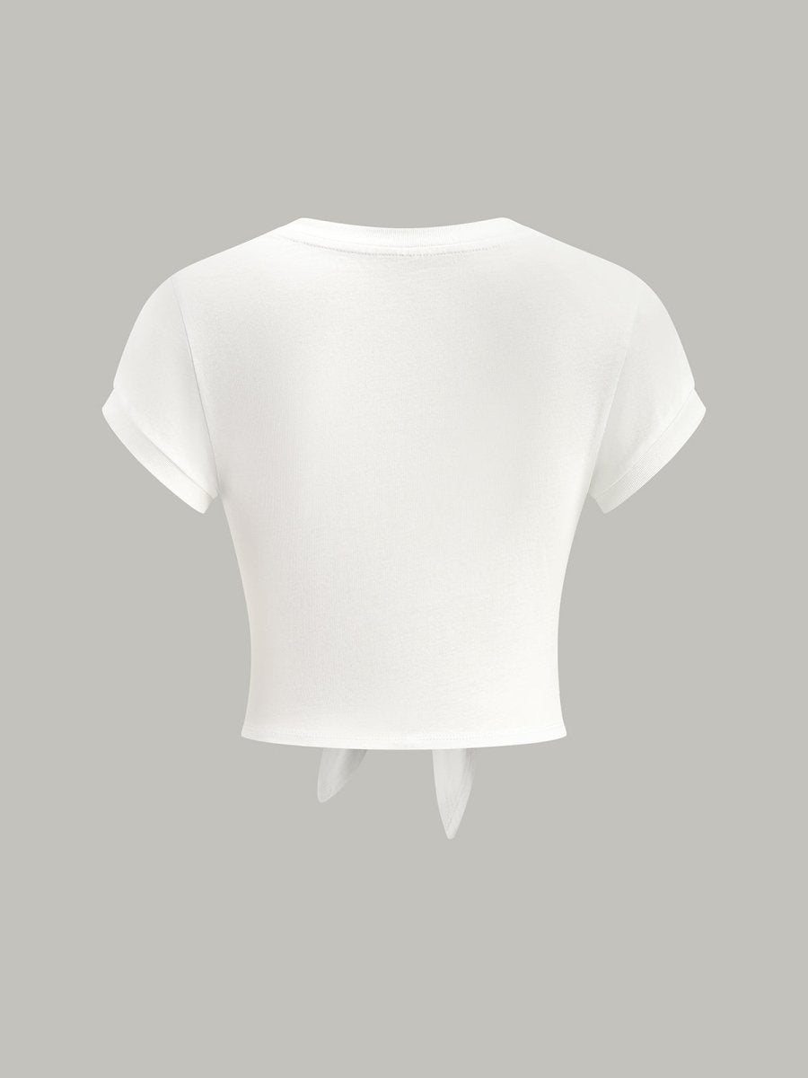 Knot Front V-Neck T-Shirt