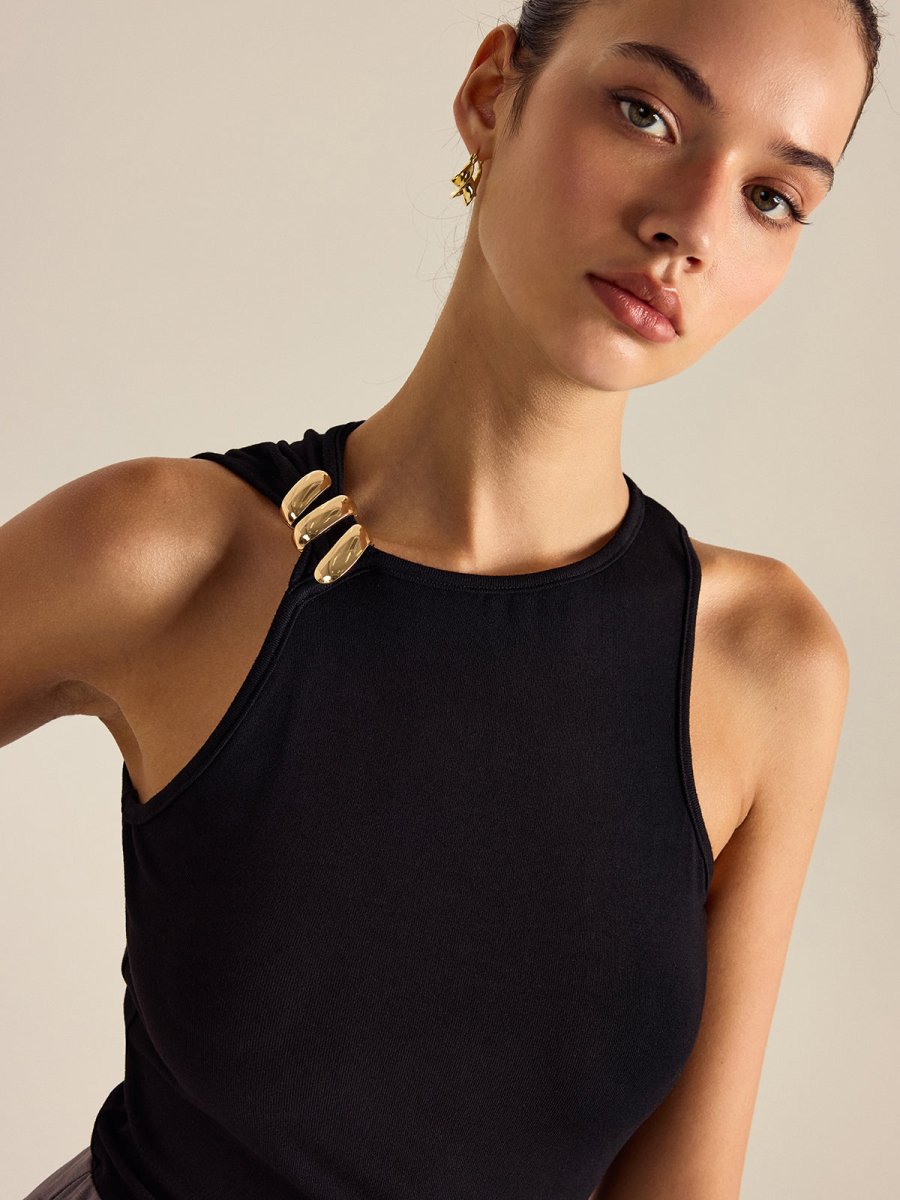 Metal Decor Sleeveless Top