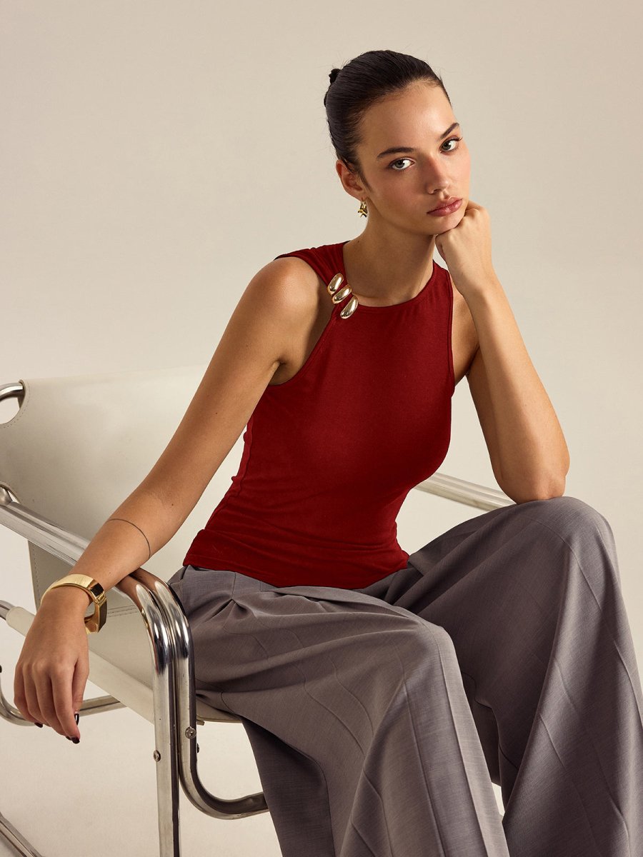 Metal Decor Sleeveless Top