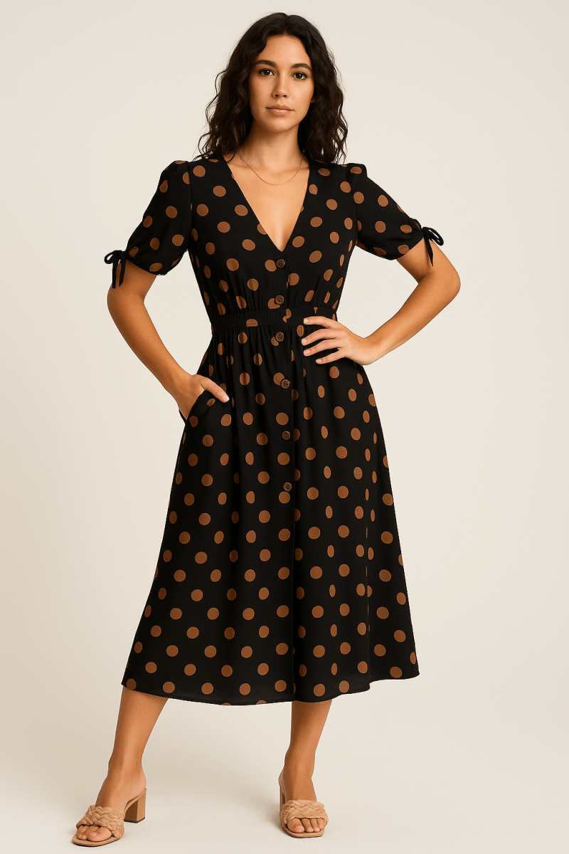 Polka Dot V-Neck Dress