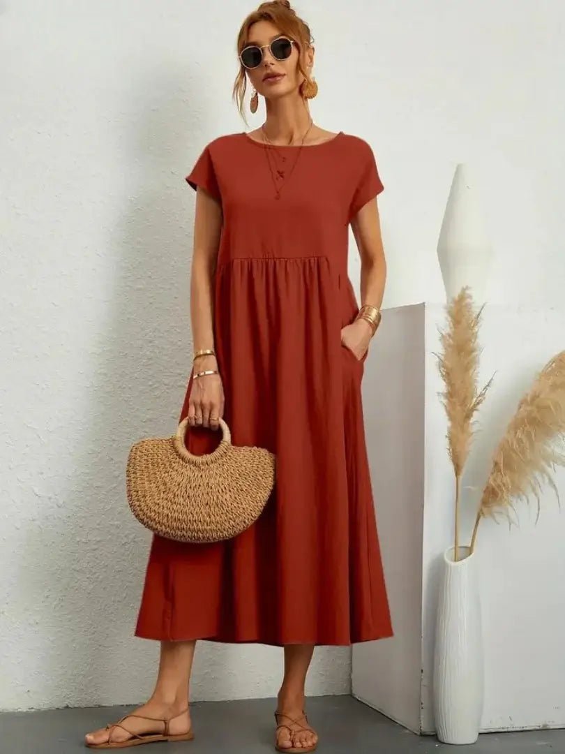 Relaxed Midi Dress with Pockets
