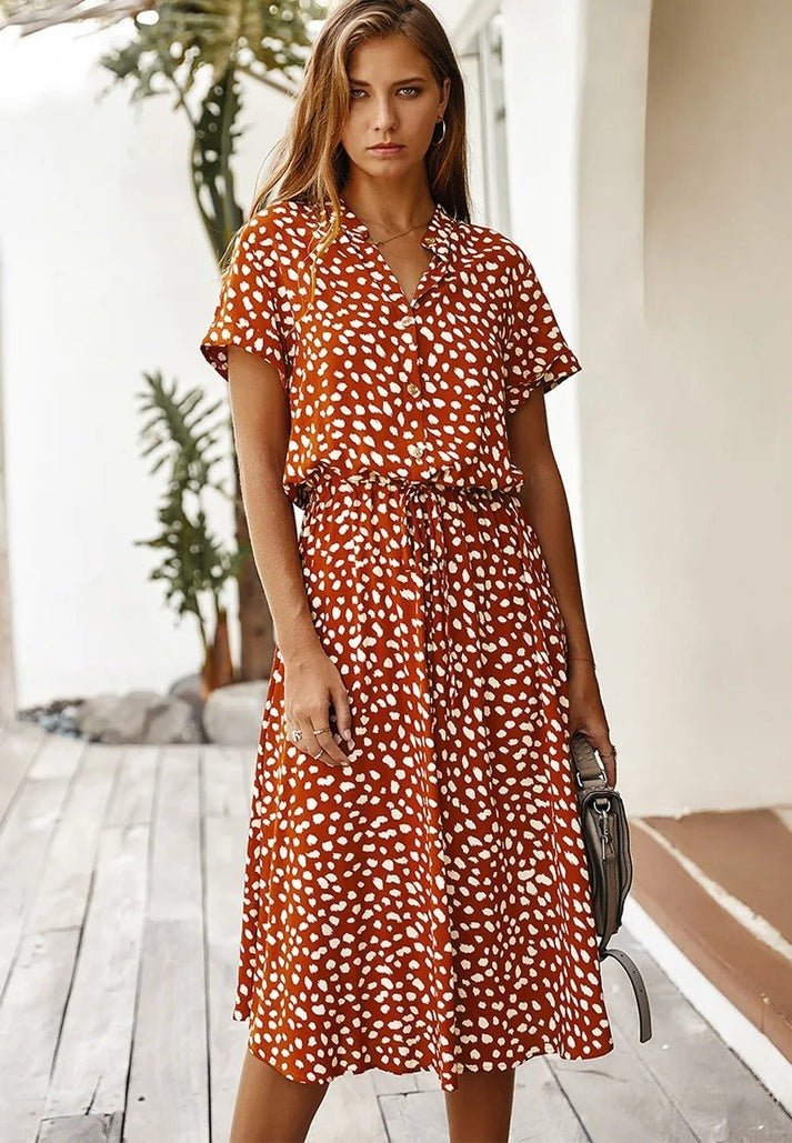 Amber - Printed V-Neck Dress