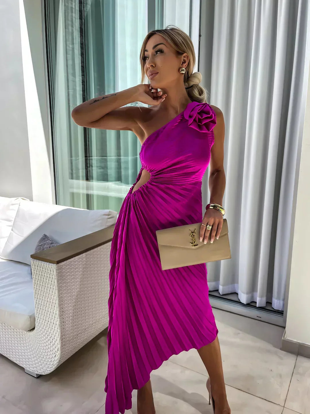 Lizbeth -  Flower Shoulder Maxi Dress